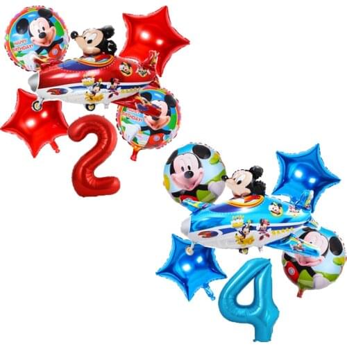 Disney Mickey Mouse Theme Cartoon Foil Number Balloon Baby shower girls Happy birthday party Decorations Supplies kid Favor toys