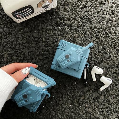 3D Tank Rotating Turret Silicone Earphone Protect Case Cover For Apple Airpods Pro 1st 2nd Gen Wireless Bluetooth Charging Box