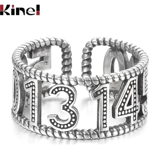 Kinel 100% 925 Sterling Silver Retro Hollow 1314520 Love digital Rings For Women Wedding Finger Party Fashion Jewelry