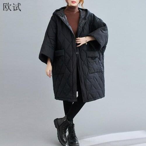 Plus Size Winter Warm Hooded Coat Women Oversized Thick Ladies Coats 2021 Long Outwear Woman Plaid Coat Femme 4XL 5XL 6XL 7XL