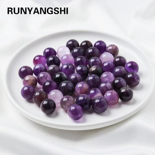 1.5cm 10pcs/bag Mini Natural Amethyst Crystal Ball Polished Globe Reiki Healing Stone For jewelry Pendant customization
