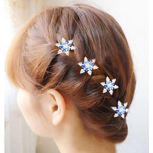 1Pcs Crystal Rhinestone Snowflake Hair Claw Hairpins Hair Accessories Ornaments Hair Clips Hairgrip Barrette For Kids Girl