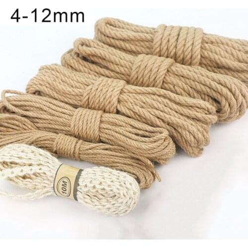 10Meters Natural Jute Rope For Crafts Twisted Cord String DIY Decor Hemp Rope Pet Climbing Rack Handmading 4mm/6mm/8mm/10mm/12mm