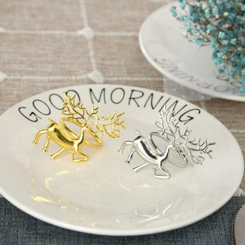 10PCS/Metal Christmas Series Forest Deer Napkin Ring For Christmas Family Party Hotel Wedding Banquet Western Food