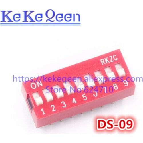 100PCS/LOT Direct dial code switch DIP switch Color Red Blue DS-09P DS09 DS09P 9Bit 9 Position Coding DS pitch Side Pin=2.54mm