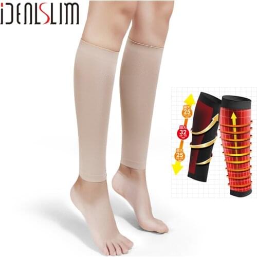 IDEALSLIM 2 Pairs Calf Supports Men Women Compression Knee High Socks Compression Calf Sleeve Pressure