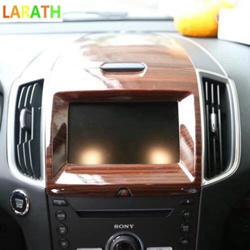For Ford Edge 2015-2018 ABS Plastic Bright Wood Grain Inner Central Navigation Controller Cover Trim 2pcs