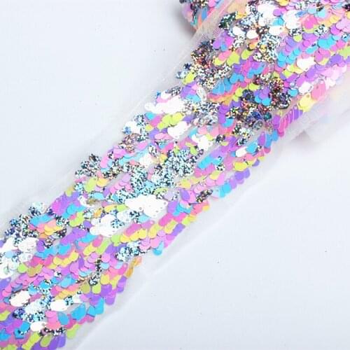 3 inch 75mm colorful sequin fabric water droplets sequin Ribbon