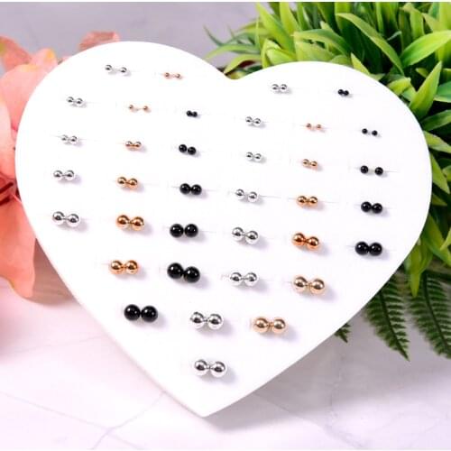 36 Pairs/lot Anti Allergy Girl Earrings Mix Size Simulated Pearl Beads stud earring for children Wedding Christmas Gifts Jewelry