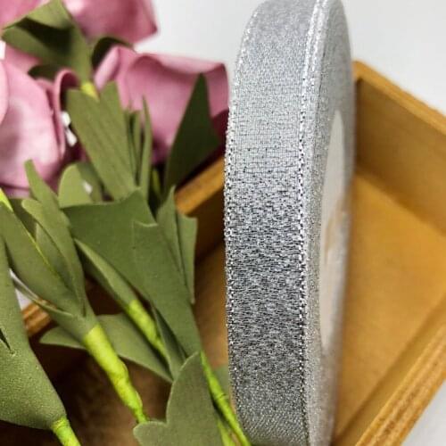 1/2'' 12 mm width glitter ribbon gift packing belt wedding party Christmas embellishment weaving sewing accessories silver