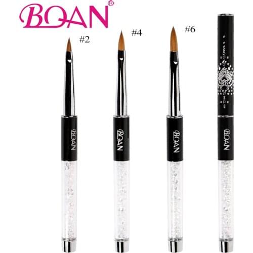 BQAN 1 Pc Acrylic Nail Art Brushes #2/#4/#6 Kolinsky Sable Hair Manicure Art Nail Painting Pen Tool Nail Liquid Powder Brush