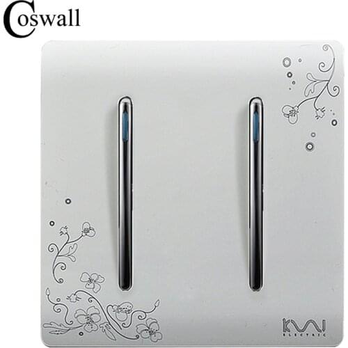COSWALL Fashion Wall On / Off Switch 2 Gang 1 Way On / Off Ivory White Brief Art Weave Piano Key Light Switch DC / AC 12~250V