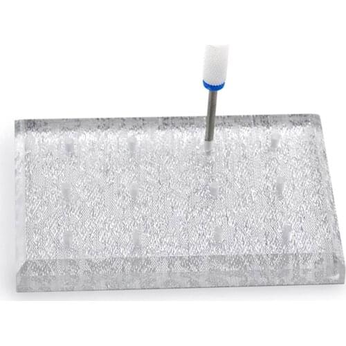 18 Holes Nail Drill Bit Holder Nail File Display Stand Manicure Storage Container Nail Drill Bit Acrylic Clear Exhibition Stand