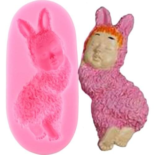 Baby Rabbit Cupcake Topper Fondant Mold DIY Easter Candy Clay Chocolate Molds Cake Decorating Tools Cookie Baking Silicone Mold