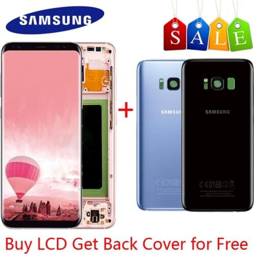 Super AMOLED LCD for SAMSUNG Galaxy S8 LCD Display G950 G950F Display S8Plus Lcd G955 G955F Touch Screen With S8 Battery Cover