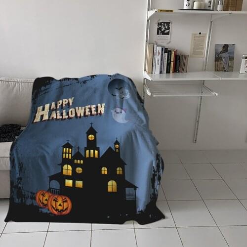 Home Soft Blankets Halloween Pumpkin Castle Adult Children Bedroom Bed Sofa Throw Blankets Office Warm Air Conditioning Quilt