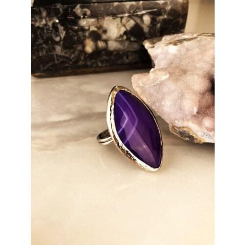 Dr Stone Natural Stone Women 'S Agate Stone adjustable Ring AHL33 439391117