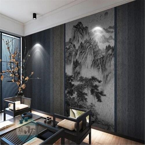 Milofi Custom Wallpaper Mural New Chinese Chinese Painting Ink Landscape Flowing Water Makes Money TV Sofa Background Wall