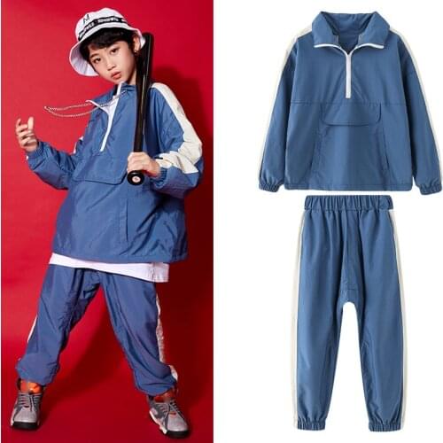 Jazz moder Dance Costumes Kids Lattice Long Sleeve Shirts Hiphop Pants Ballroom Hip Hop Dancing Clothes Stage Outfits DQS6015