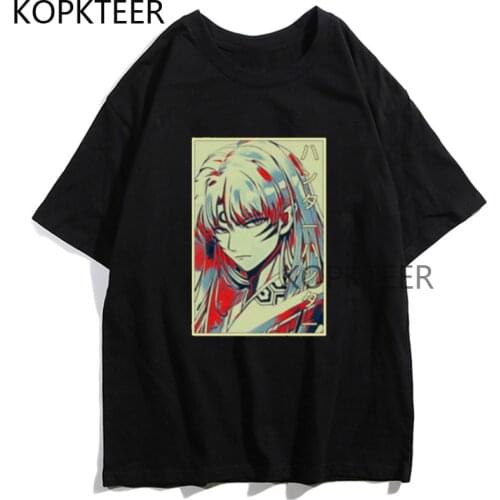 Cool Demon Sesshomaru Inuyasha Yokai Vintage Japanese Anime Black T-Shirt Harajuku Ullzang T-shirt Funny Tees Male