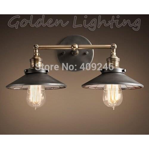2016 Hot Vintage RH Loft Industrial Wall Lamp Double Heads Pendant Light Edison Bulb 22CM Home Bar Decor Lighting New Arrival