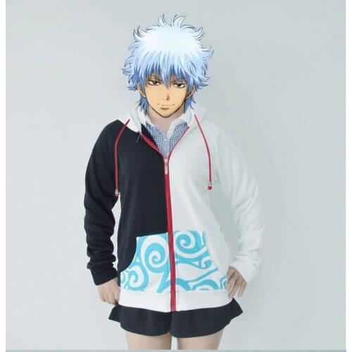 HOT new 2Colors Anime Gintama Silver Soul Sweatshirts Cosplay Costumes Sakata Gintoki Long Sleeve Hooded Hoodies Casual Jackets