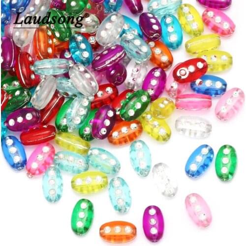 Fashion Oval Shape Mixed Multicolor Acrylic Beads Loose Spacer Beads For Jewelry Making DIY Handmade Necklace Bracelet Supplies