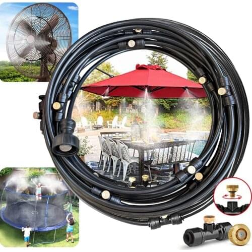 Outdoor Misting Cooling System 33FT Misting Line11 Brass Mist Nozzles For Patio Garden Greenhouse