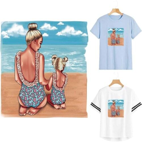Holiday On Beach Iron On Patch Woman Girl T-Shirt Stickers Diy Accessory Fashion Heat Transfer Iron On Clothes Patch