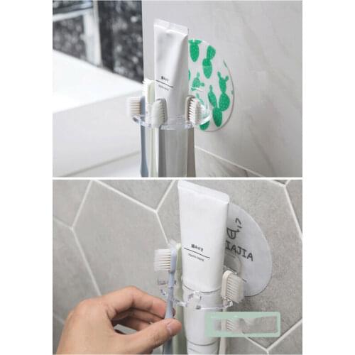 New Creative Easy Toothbrush Suction Cups Holder Stand 5 Racks Home Bathroom Wall Mount