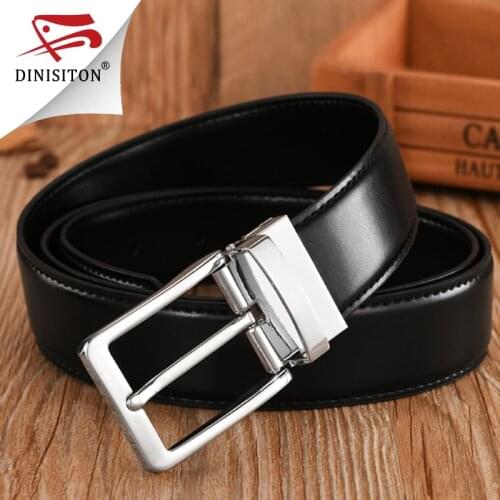 DINISITON High Quality Split Genuine Leather Belt for Male Fashionable cowhide Mens Military Belt luxury Brand Pin Buckle MB01