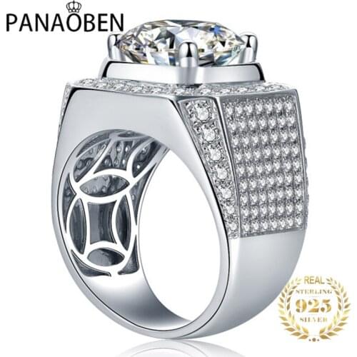 Luxury Mens Rings 100% 925 Sterling Silver Classic Full Diamond Engagement Wedding Anniversary Exquisite Charming Elegant Fine