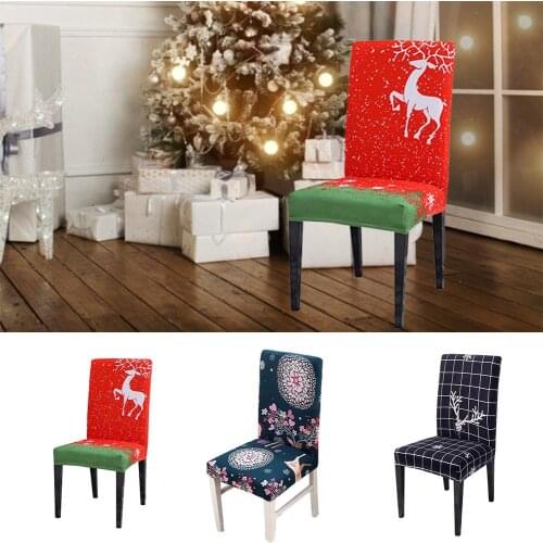 Christmas Printing Removable Chair Seat Cover Christmas Decor Dinner Chair Xmas Cap Folding Hotel Chair Cover Dustproof