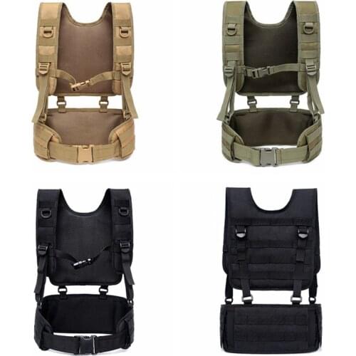 Tactical Molle Waist Belt Removable Waist Battle Belt Padded Belt H-shaped Suspender Harness Airsoft Hunting Chest Rig Vest Gear