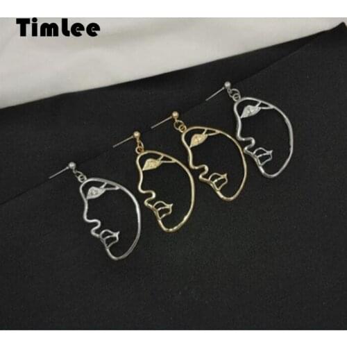 Timlee E106 Fashionable Literary And Artistic Temperament Retro Exaggeration Cute Girl Face Drop Earrings Fashion wholesale