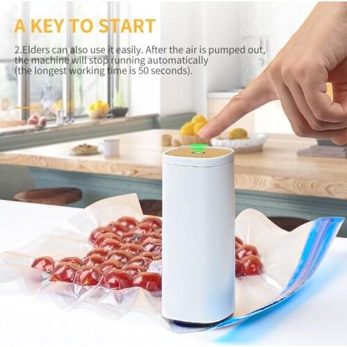 White Dolphin Vacuum Pump Handheld Food Vacuum Sealer Packaging Machine Film Container Sealer with 10 pcs Vacuum Zipper Bags