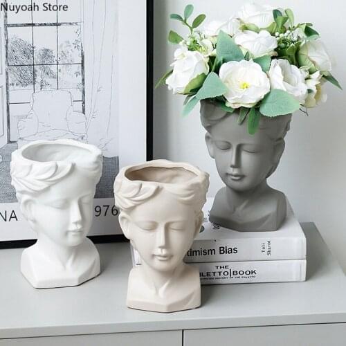Modern People Face Vase European Creative Furnishings Dining Table Dried Flower Flower Arrangement Vase Home Decoration Simple
