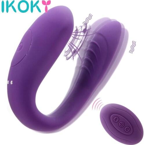 IKOKY Clitoris Vagina Stimulator Vibrator Sucking Vibrator Erotic G-spot Couple Share U Shape Bendable Sex Toys for Couple
