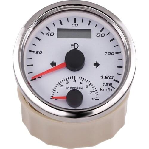 Waterproof 85mm GPS Speedometer Odometer 125km/h 200km/h With 0-8000RPM Tachometer Gauge With GPS Antenna &Turn Light
