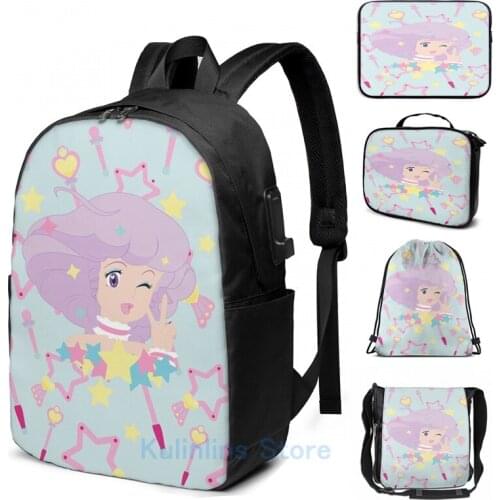 Funny Graphic print Magical Angel Creamy Mami Kawaii Superstar USB Charge Backpack men School bags Women bag Travel laptop bag