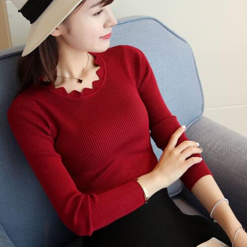 Wrapped core yarn sweater bottom shirt long sleeve autumn and winter new pullover slim sweate