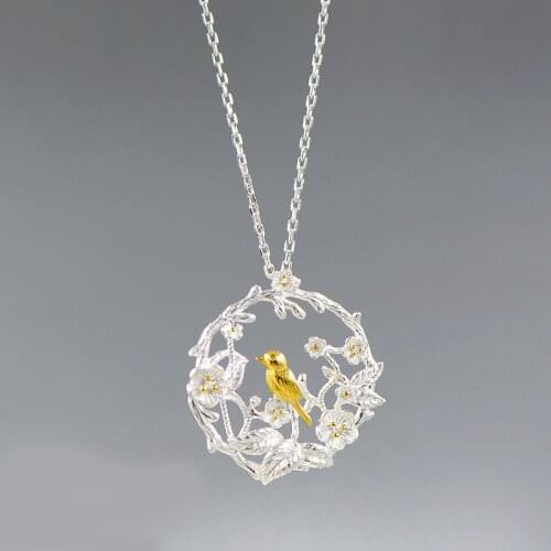 Vintage Silver Color Bird Branch Necklaces For Women Fashion Statement Jewelry Kolye Collares Colar