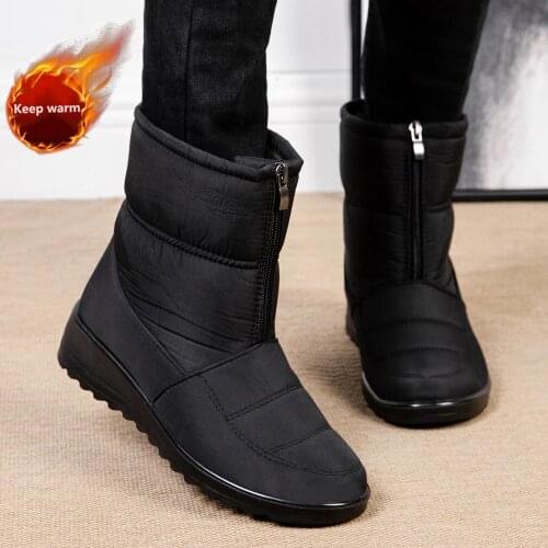 Winter Boots Women Shoes 2021 New Ankle Boots Woman Shoes Warm Plush Ladies Waterproof Hook&loop No-slip Snow Boot