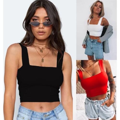 2021 Summer Women Short Top New Arrival Women T-shirt Sexy Sleeveless Tank Tops Solid Color Street Crop Short Top