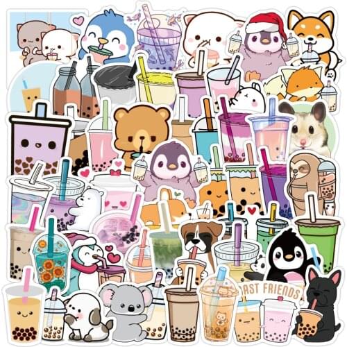10/30/50PCS Cute Animal Drink Cartoon Aesthetics Stickers Phone Laptop Notebook Luggage Bike Waterproof Sticker Decal Kid Toy