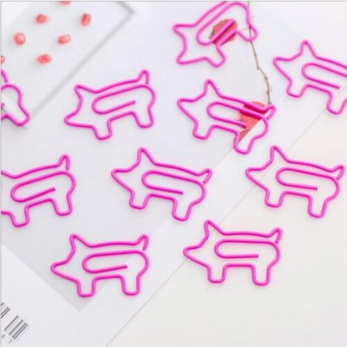 10pcs/lot Creative Kawaii Animal Pig Paper Clip Metal Material Bookmark Memo Note Decorative Clips Paper Organizer Stationery