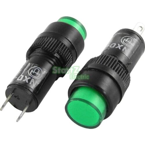 10 Pcs Green 12mm Indicator Pilot Signal Light Lamp DC12V DC24V AC220V