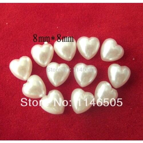 100pcs 8*8mm Mini Heart pearl flat back buttons ivory color (pearl white) DIY Jewelry craft Acessory Embellishment ZK0278