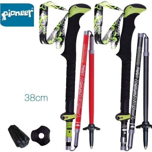 2 Pack Pioneer Carbon Fiber Trekking Poles Ultralight Folding Collapsible Trail Running Hiking Walking Sticks Lightweight Canes