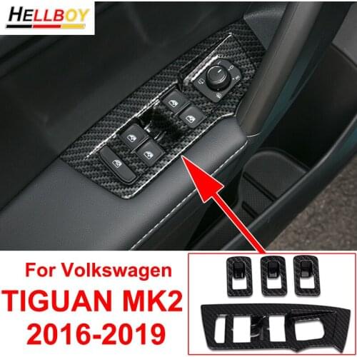 4pcs Car Door Window Switch Button Panel Trim Stickers For VW Volkswagen Tiguan MK2 2018 2017 2016 2019 Interior Accessories